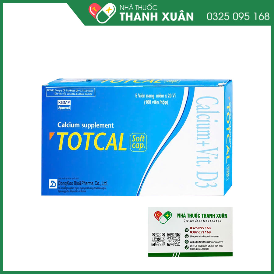 Thuốc Totcal Soft capsule bổ sung canxi và vitamin D hỗ trợ phát triển xương và răng